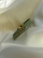 دستبند کارتیه با بند چرم سبز پاستلی