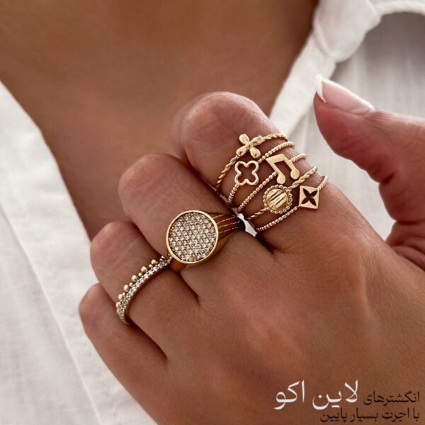انگشتر طلا مدل دایره نگین دار - Image 3