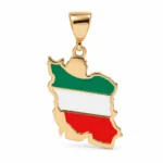آویز طلا مدل ایران با مینای سبز و سفید و قرمز