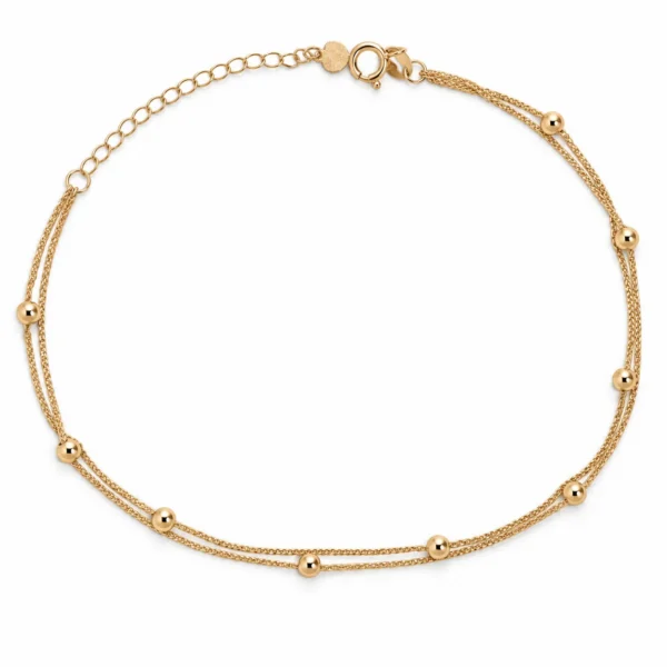 دستبند طلا زنانه مدل دو رج با گوی - تصویر 2